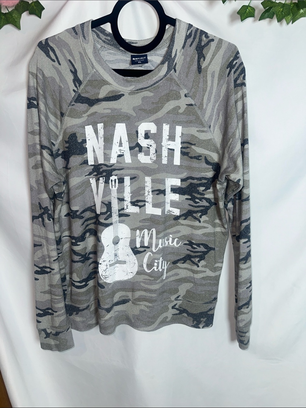Spirit Gray Crew Neck Sweatshirt with Navy Tag